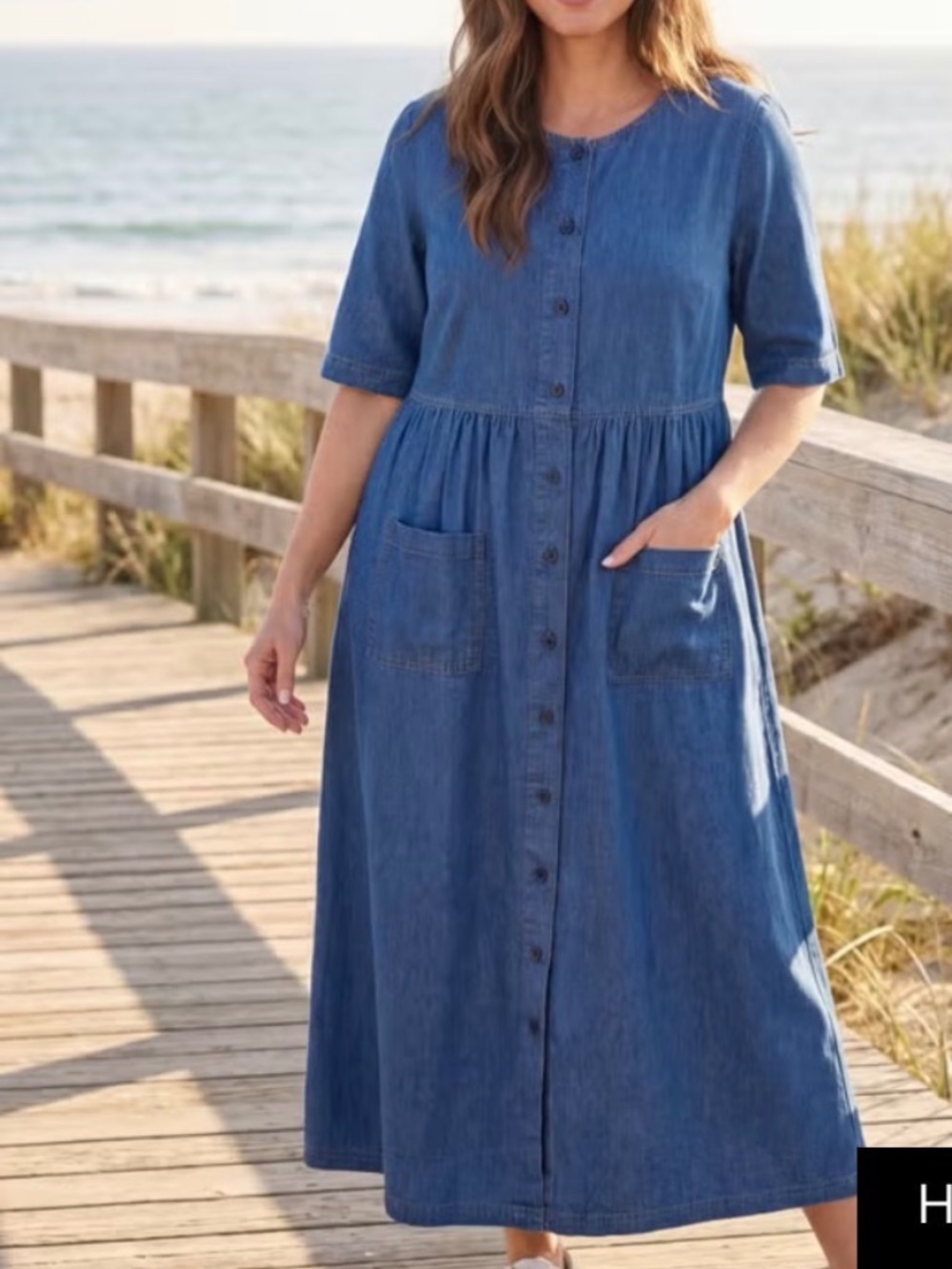 WW Relaxed Washed Denim Dress Plus Size 26